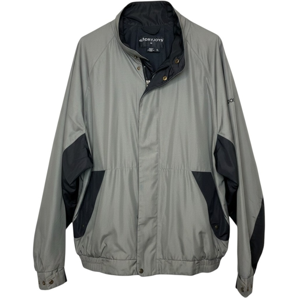 FootJoy DryJoys Jacket Mens XL Grey Black Golf Windbreaker Full Zip Weatherproof